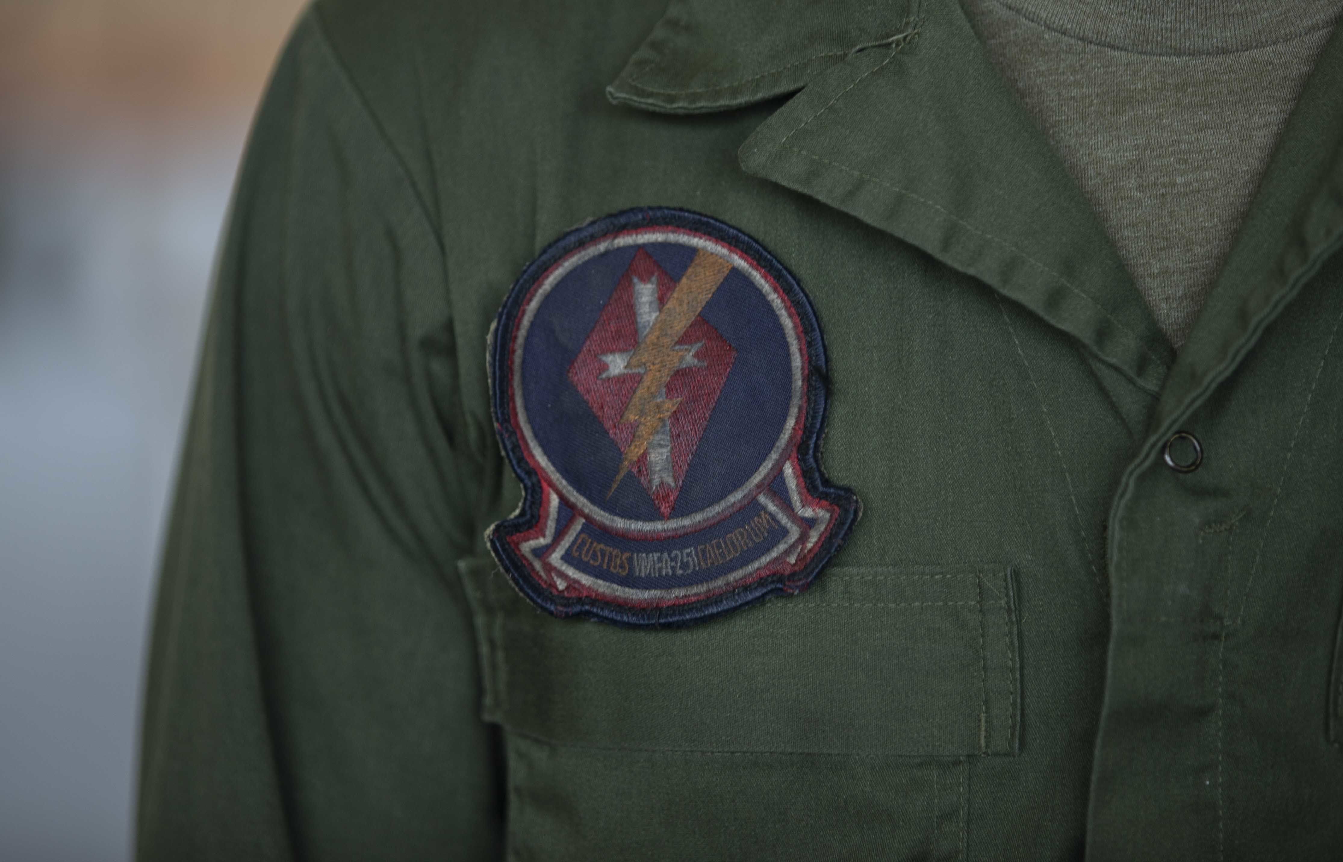 A Marine assigned to Marine Fighter Attack Squadron 251 (VMFA-251), Marine Corps Air Station Beaufort, poses for a photo on April 23. The squadron was active for nearly 80 years, supported various combat operations, and will be stood back up as an F-35C squadron aboard MCAS Cherry Point, North Carolina. (U.S. Marine Corps photo by Lance Cpl. Aidan Parker)